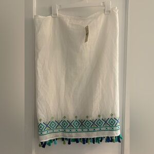 Tommy Bahama Embroidered Gauze Scarf Bright White NWT